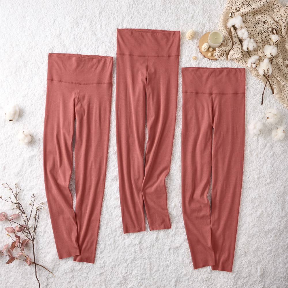 ネット限定お得福袋【綿のチカラ　腹巻付きフルレングス丈】同色3枚セット FK26L004 ローズピンク