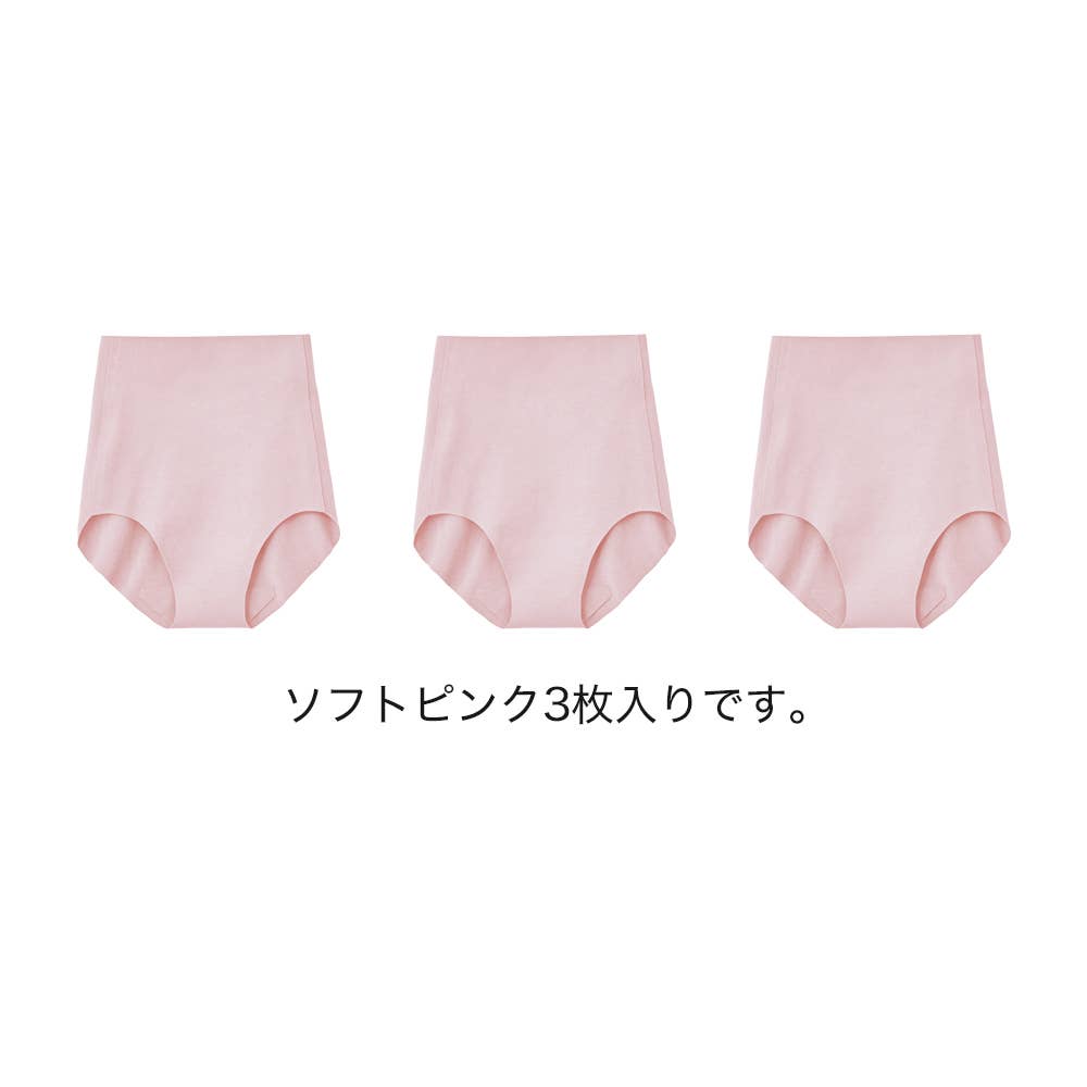 ネット限定お得福袋【完全無縫製　レギュラーショーツ】同色3枚セット FK26L013 ソフトピンク