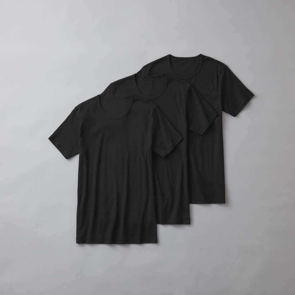 1~3日着 国内発送 チェストロゴ クルーネック Tシャツ 3枚セット KAITEKI カットジョーゼット クルーネック半袖Tシャツ[品番