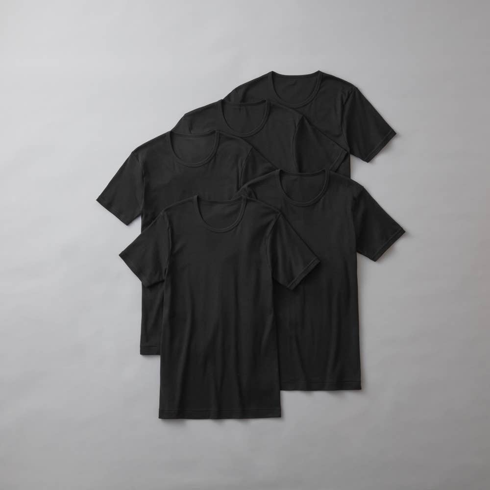 クルーネックＴシャツ（５枚組）【SALE】 GM00135 ブラック
