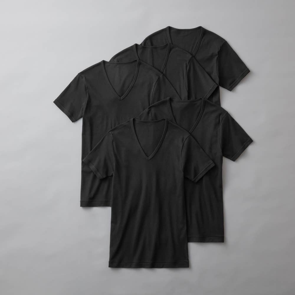 ＶネックＴシャツ（５枚組） GM00155 ブラック