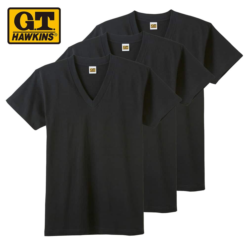 ＜GUNZE グンゼ＞ G.T.HAWKINS(GTホーキンス) VネックTシャツ(3枚組)(V首)(メンズ) グレーモク LL
