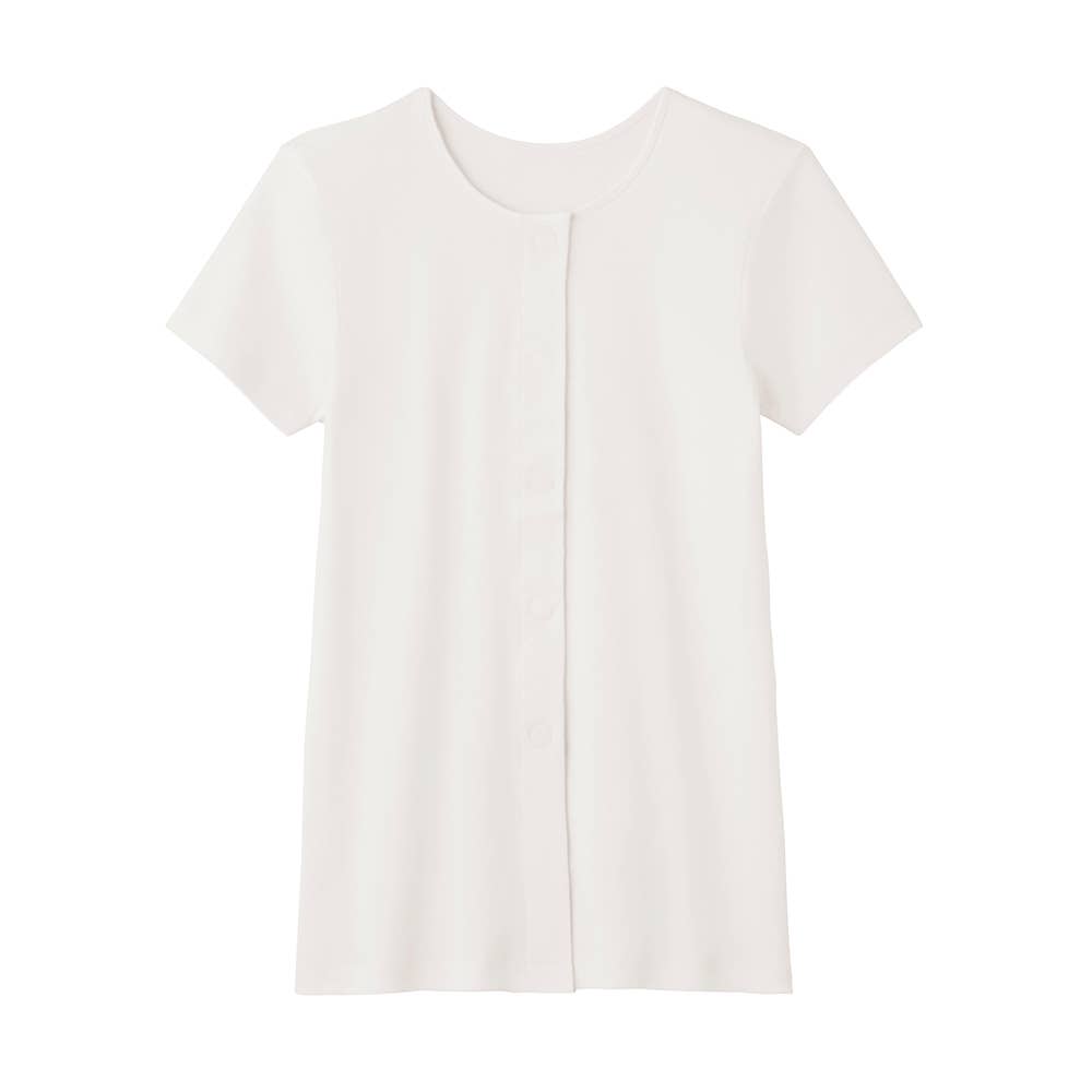 【綿100%】3分袖ワンタッチインナー(前あき)【まとめ買い割対象】 HW4038 ホワイト