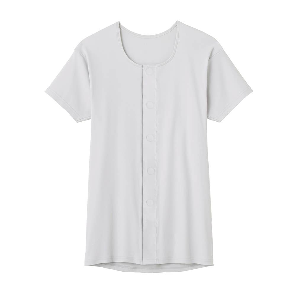 【綿混】メンズ半袖ワンタッチシャツ(前あき) HWA319 グレー