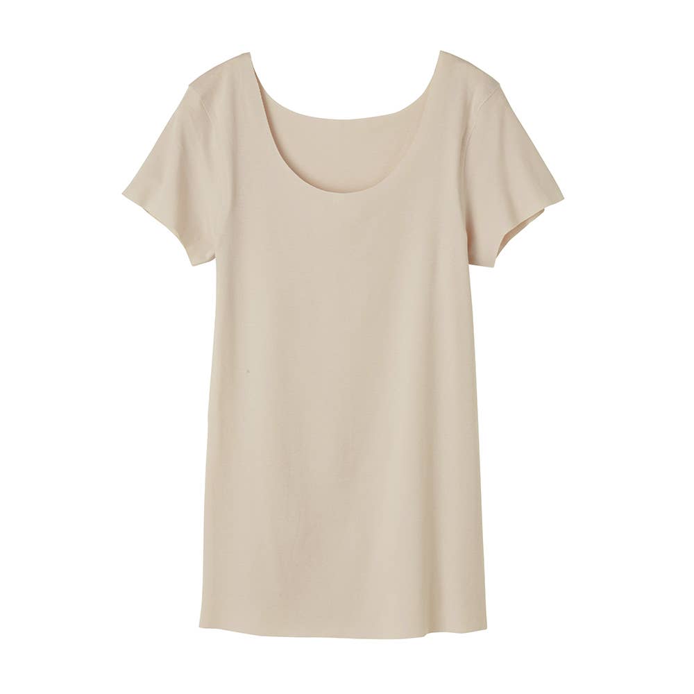 【完全無縫製】2分袖インナー KB2052B ホワイトベージュ