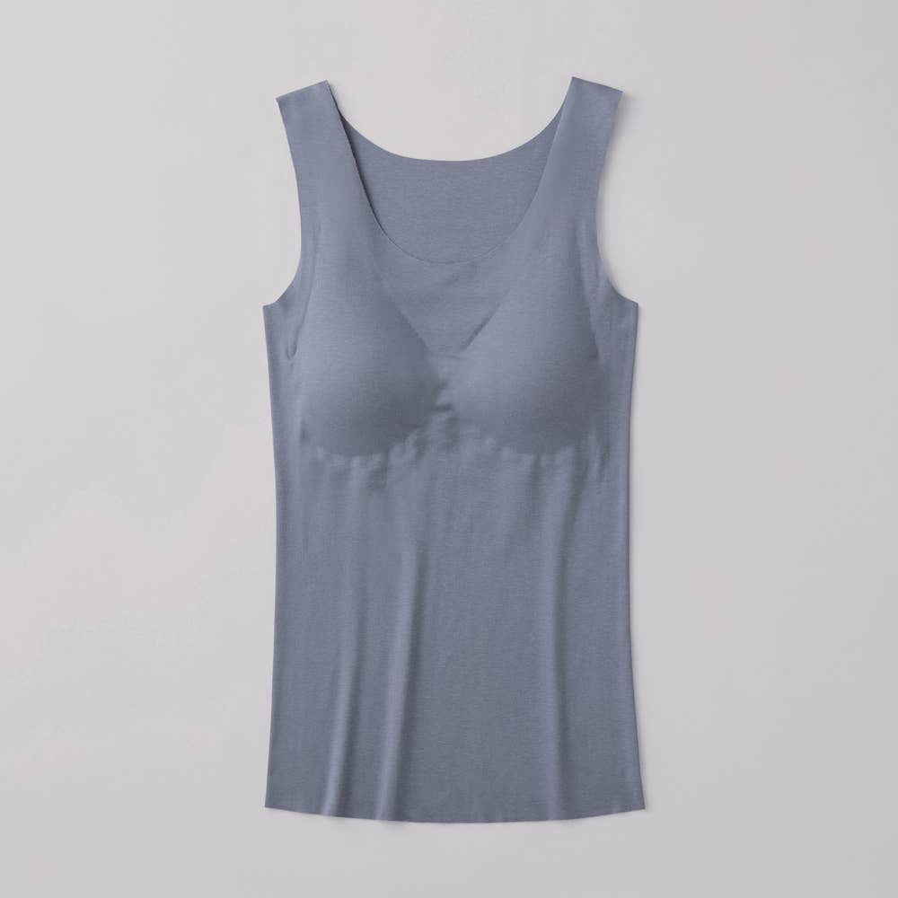 【完全無縫製】カップ付きタンクトップ KB2058B スモークブルー