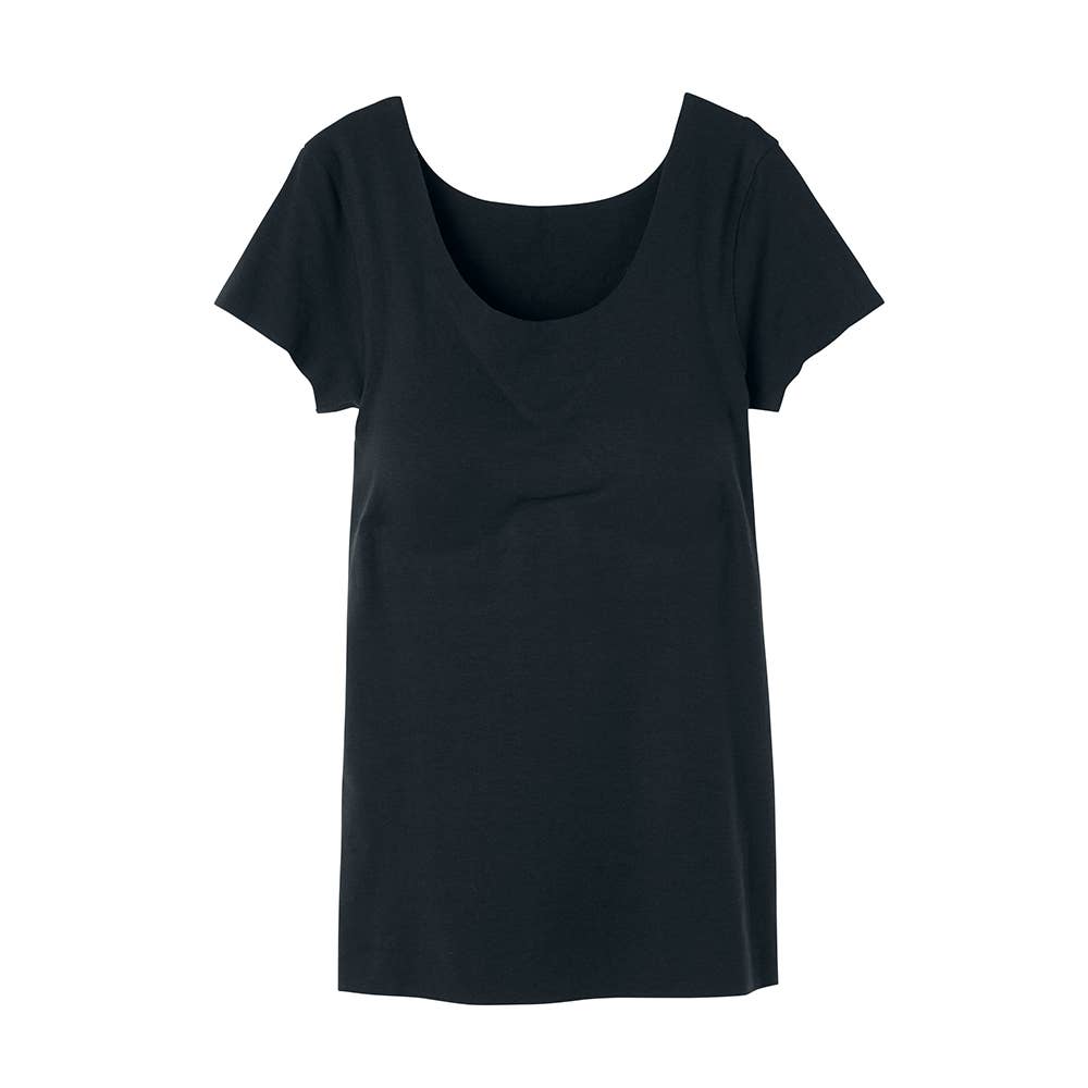 【完全無縫製】カップ付き2分袖インナー KB2060B ブラック