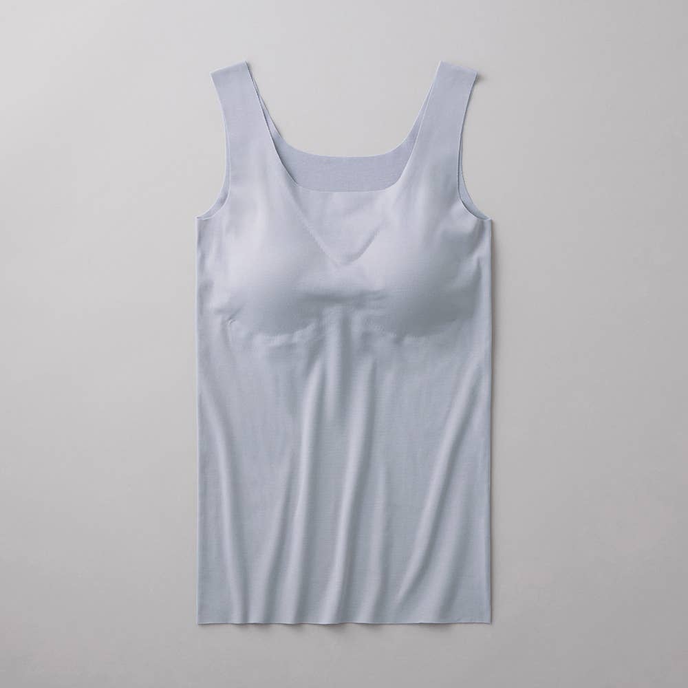 【完全無縫製×肌側オーガニックコットン100％】カップ付きタンクトップ KB2558P ノーブルスカイ