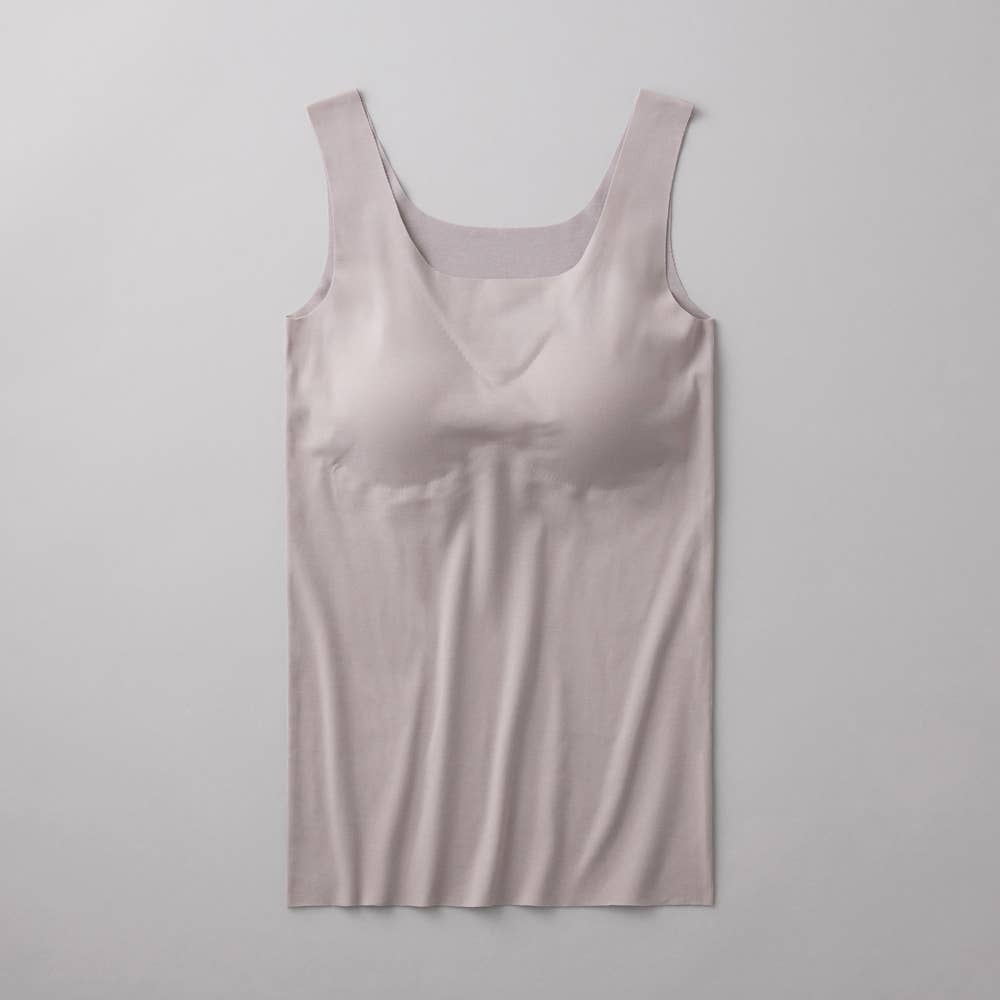 【完全無縫製×肌側オーガニックコットン100％】カップ付きタンクトップ KB2558P グレースベージ