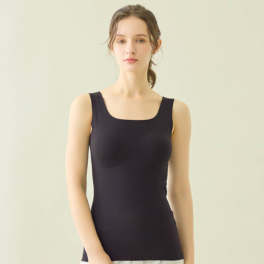 【完全無縫製×肌側オーガニックコットン100%】カップ付きタンクトップ KB2558P E12