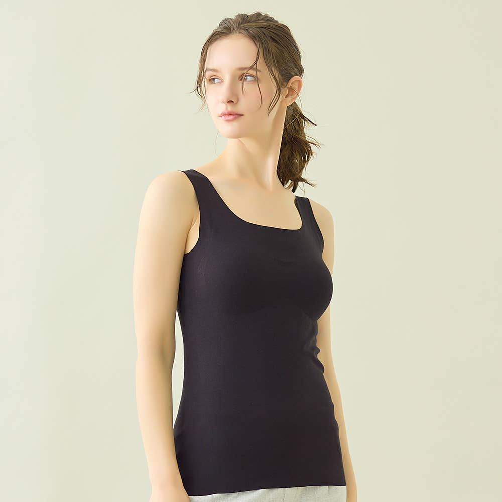 【完全無縫製×肌側オーガニックコットン100%】カップ付きタンクトップ KB2558P E13