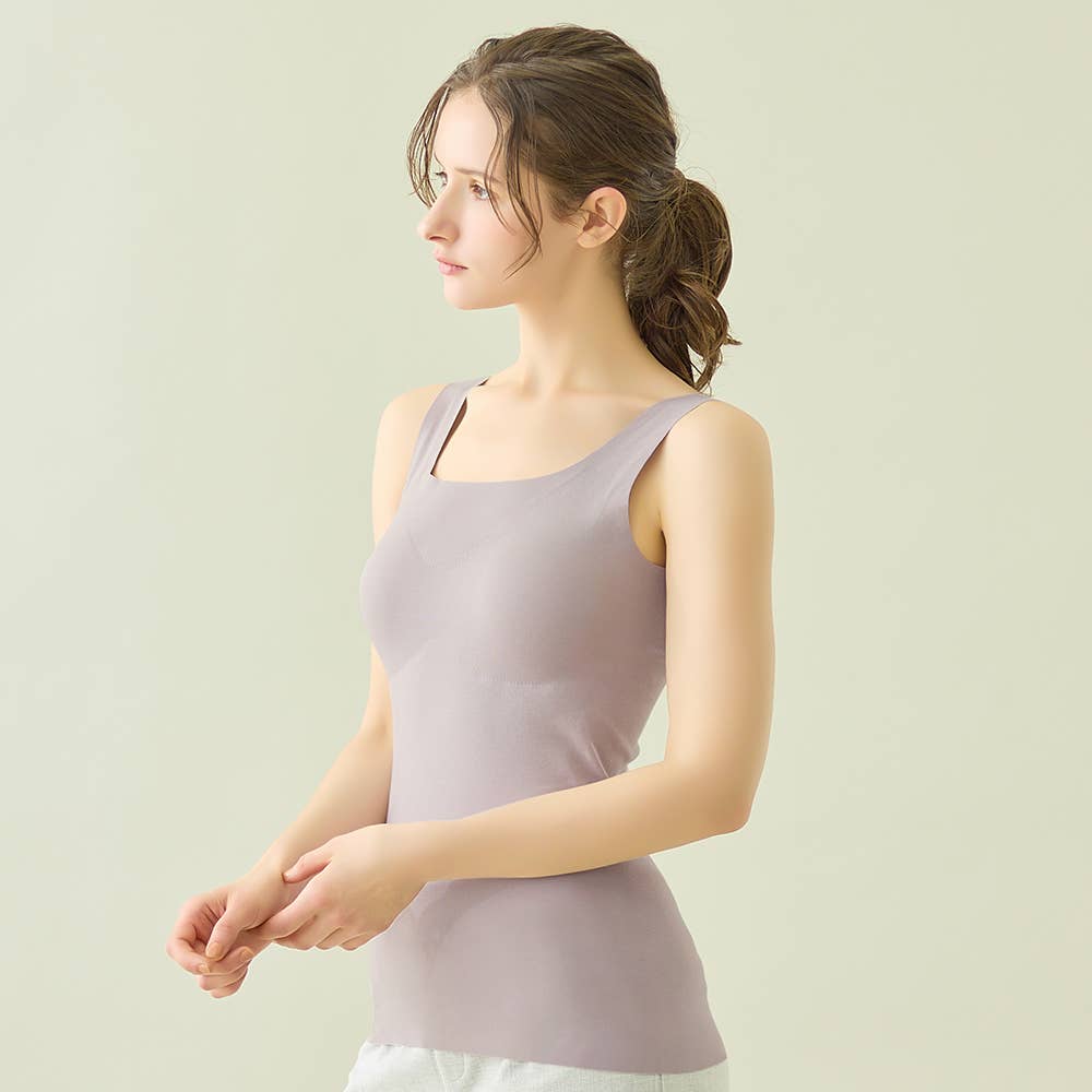 【完全無縫製×肌側オーガニックコットン100%】カップ付きタンクトップ KB2558P E18