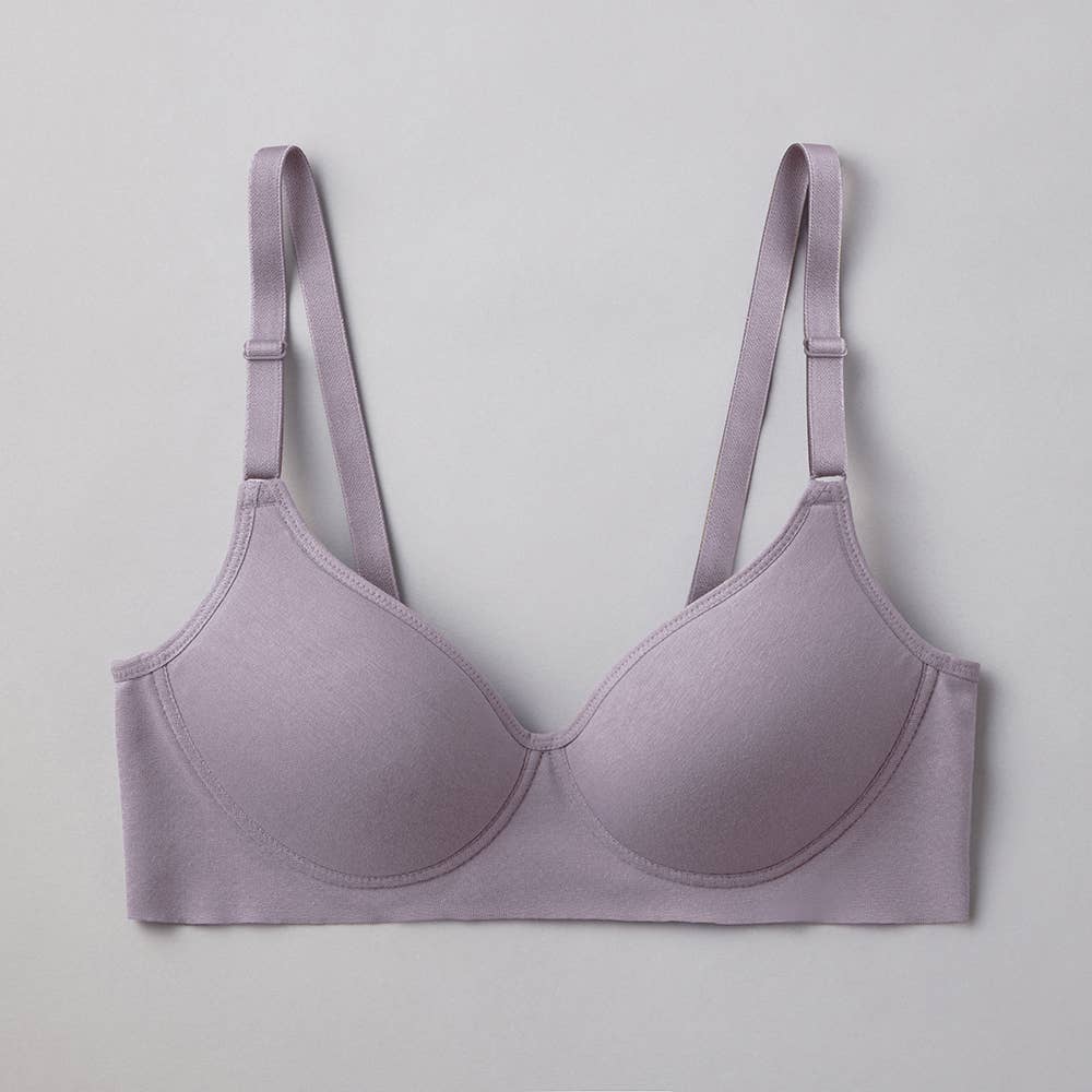 【Fitte（肌側綿100%）】ノンワイヤーブラジャー KB4092N グレースモーブ