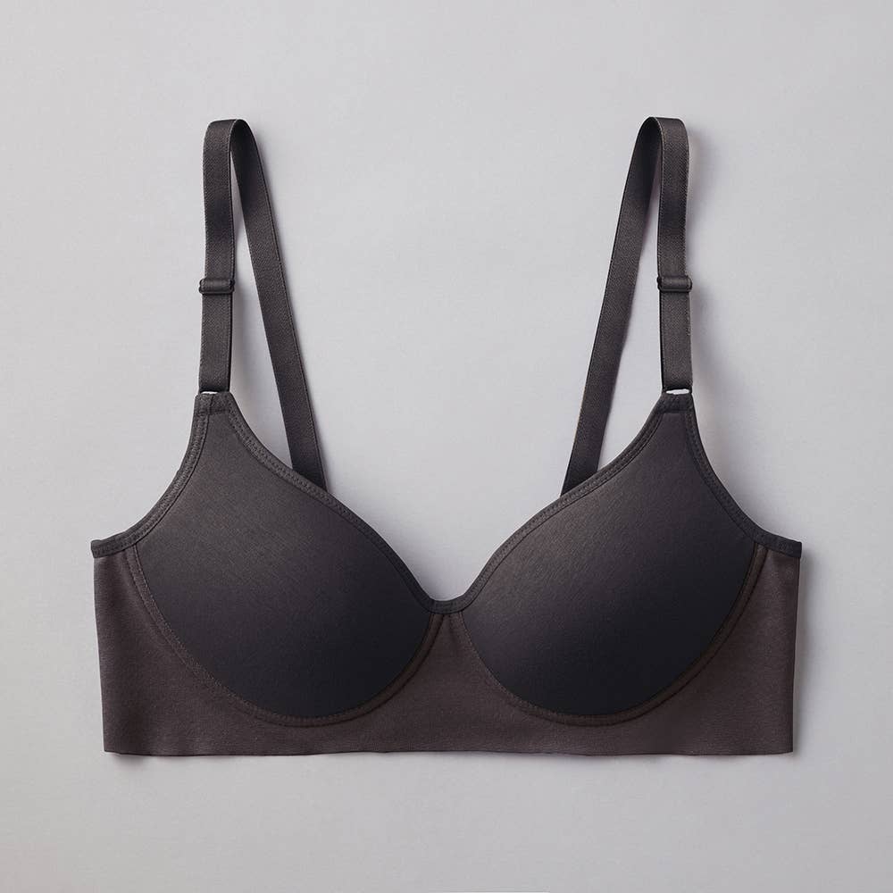 【Fitte（肌側綿100%）】ノンワイヤーブラジャー KB4092P ブラック