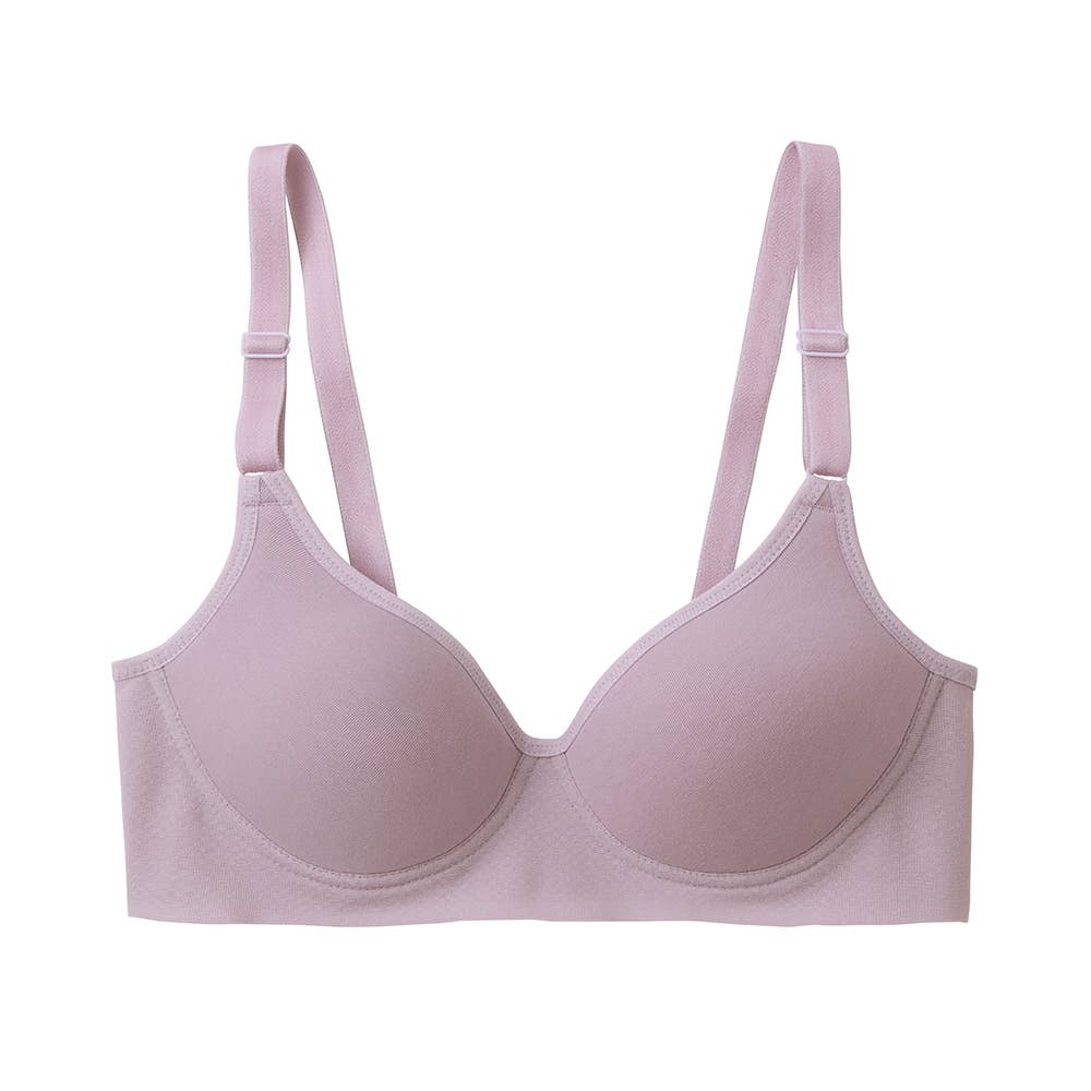 【Fitte（肌側綿100%）】ノンワイヤーブラジャー KB4092P コトラベンダー
