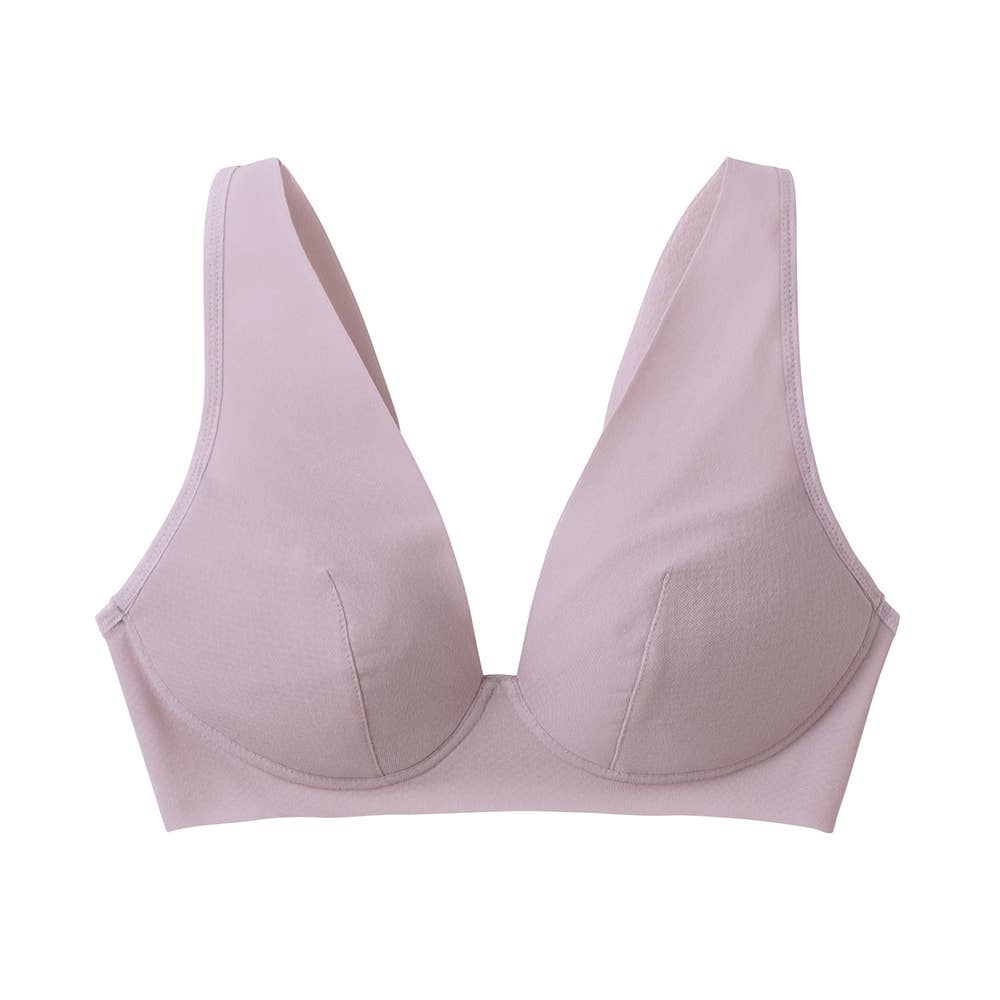 【Fitte（肌側綿100%）】ノンワイヤーブラジャー KB4192N コトラベンダー