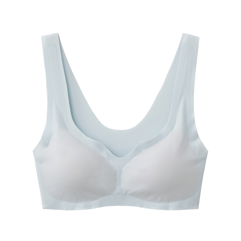 【軽Make(完全無縫製)】ノンワイヤーブラジャー KB4255 パールブルー
