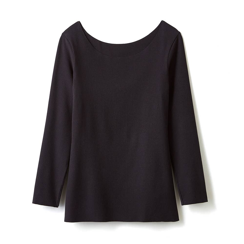 【Fitte（カットオフ リブ）】8分袖インナー【SALE】 KB5046N ブラック