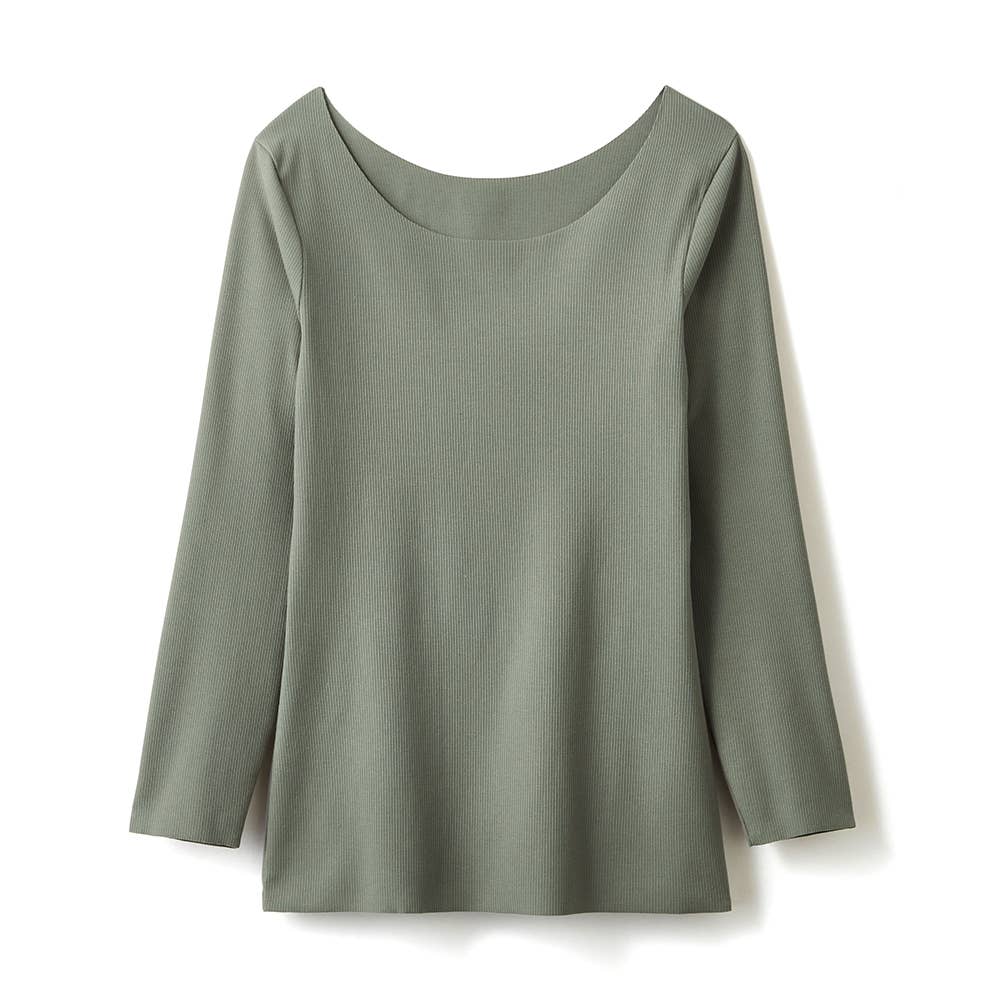 【Fitte（カットオフ リブ）】8分袖インナー【SALE】 KB5046N スモークグリーン