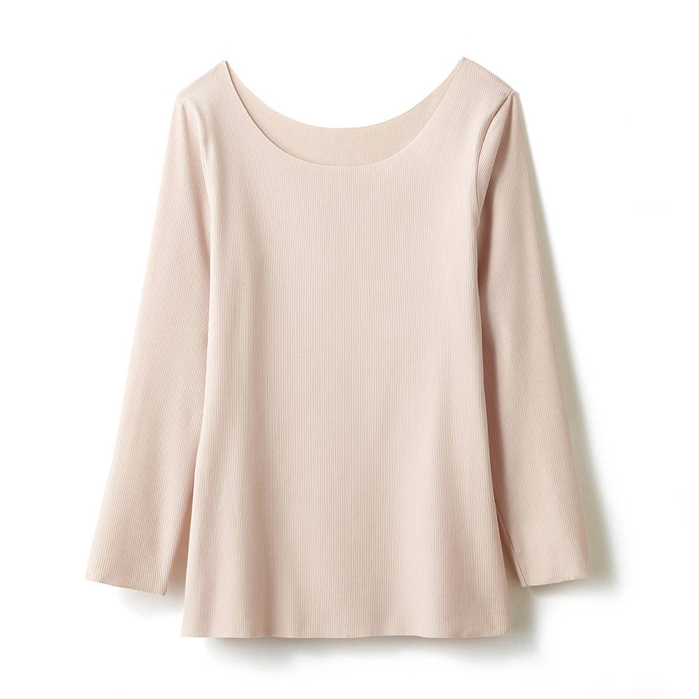 【Fitte（カットオフ リブ）】8分袖インナー【SALE】 KB5046N ホワイトベージュ