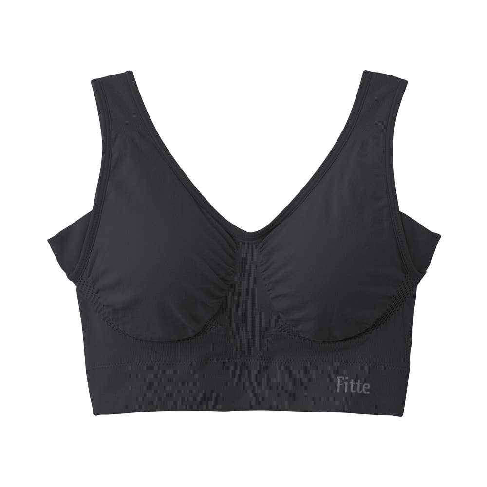 【Fitte　マルチブラ】ノンワイヤーブラジャー KB7355P ブラック