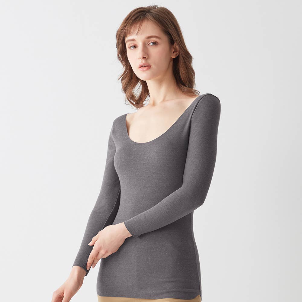【Fitte Warm】8分袖ブラトップ(襟ぐり広め)【SALE】 KB8049K E13