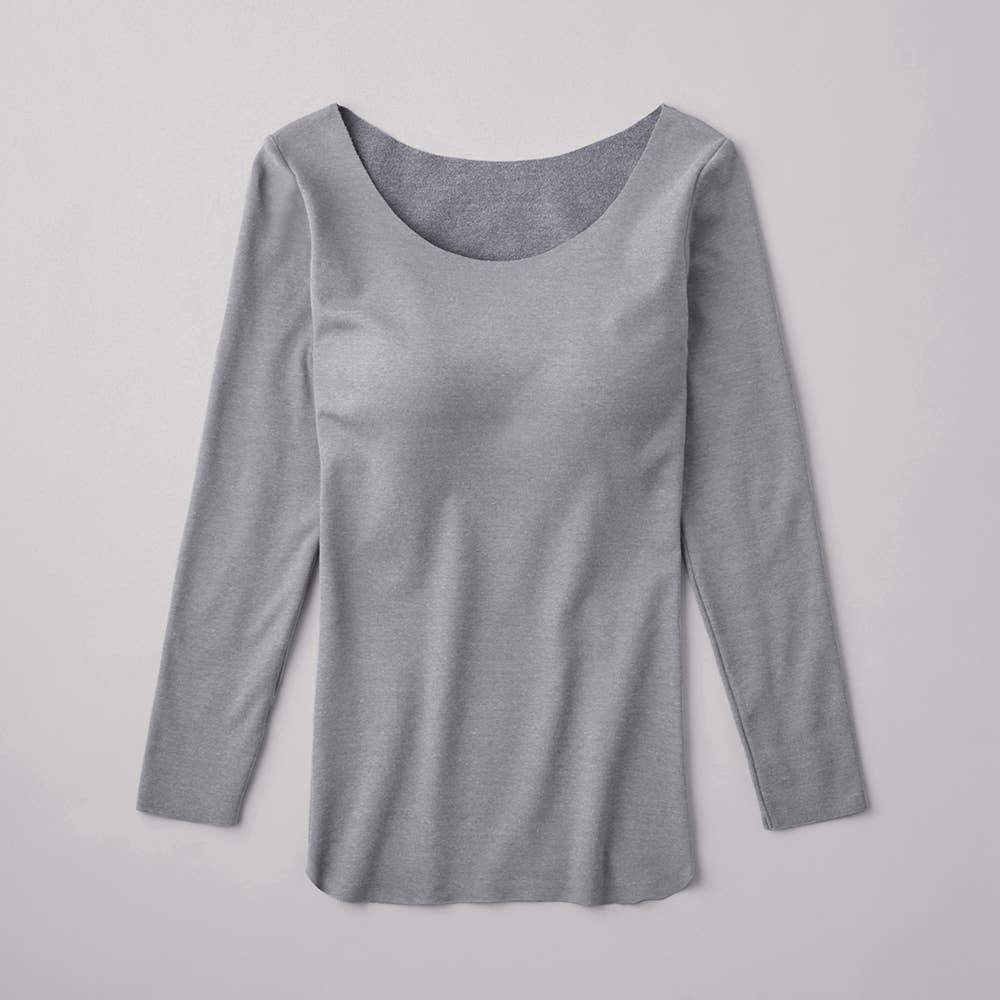 【Fitte Warm】8分袖ブラトップ KB8059K グレイッシュブルー