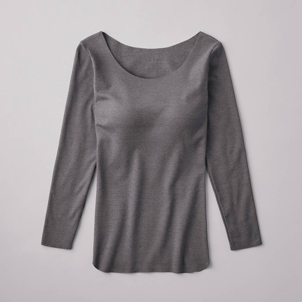 【Fitte Warm】8分袖ブラトップ KB8059K チャコールグレー