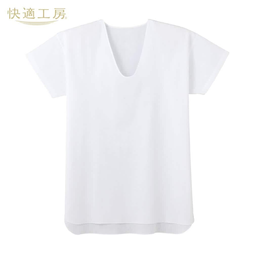 ＜GUNZE グンゼ＞ BODY WILD(ボディワイルド) リブ編み クルーネックTシャツ（メンズ）【まとめ買い対象】 ホワイト M