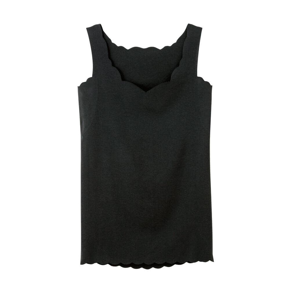 【完全無縫製COOL(ひんやり綿混)】汗取り付きタンクトップ KL3653R ブラック