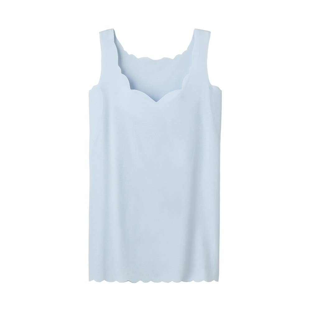【完全無縫製COOL(ひんやり綿混)】汗取り付きタンクトップ KL3653R アイスブルー