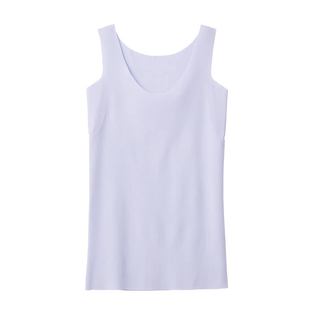 【完全無縫製COOL(ひんやり軽のび綿混)】汗取り付きタンクトップ KL7653A パールサックス