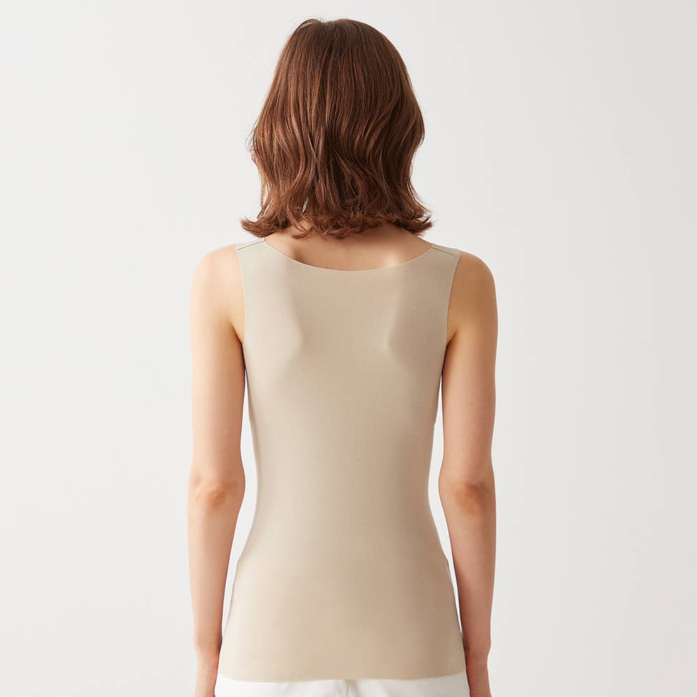 【完全無縫製COOL(ひんやり軽のび綿混)】汗取り付きタンクトップ KL7653A E15