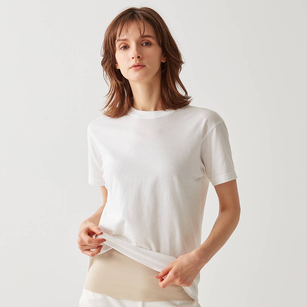 【完全無縫製COOL(ひんやり軽のび綿混)】汗取り付きタンクトップ KL7653A E16