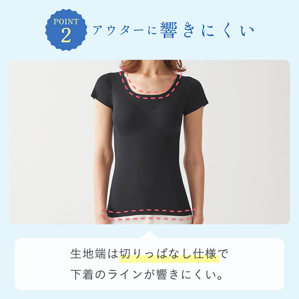 【完全無縫製COOL(ひんやり軽のび綿混)】汗取り付きタンクトップ KL7653A E4