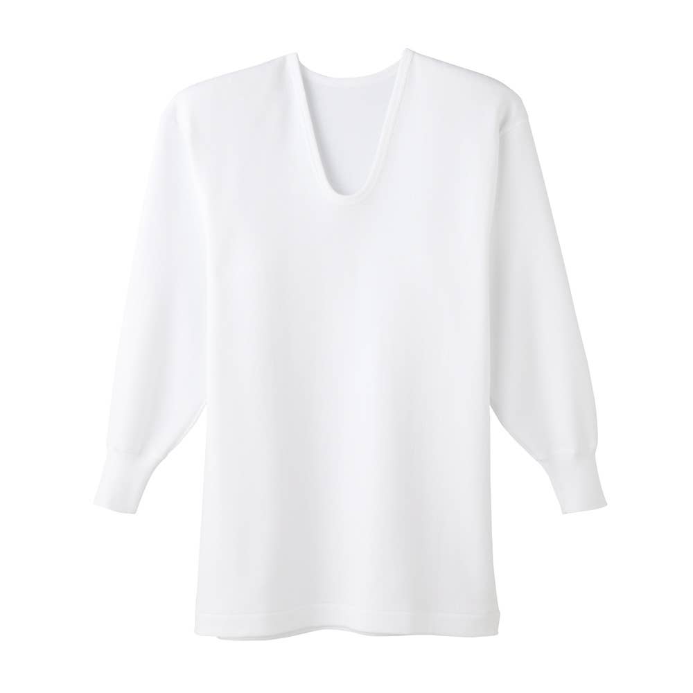 【空気の層で暖める】長袖Ｕ首 KQ6310 ホワイト