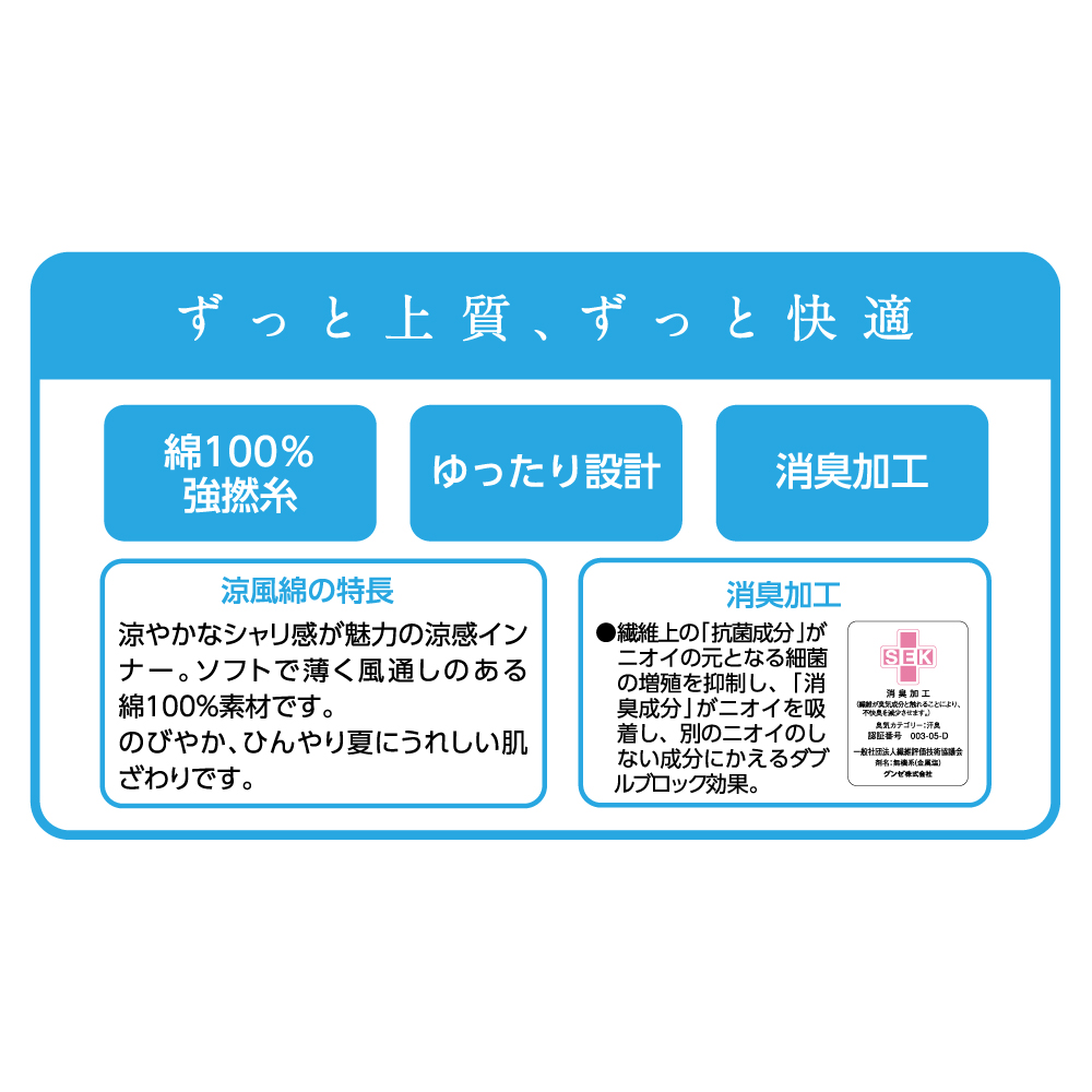 【涼風綿】半ズボン下(ステテコ)(前あき) KQ6407 E11