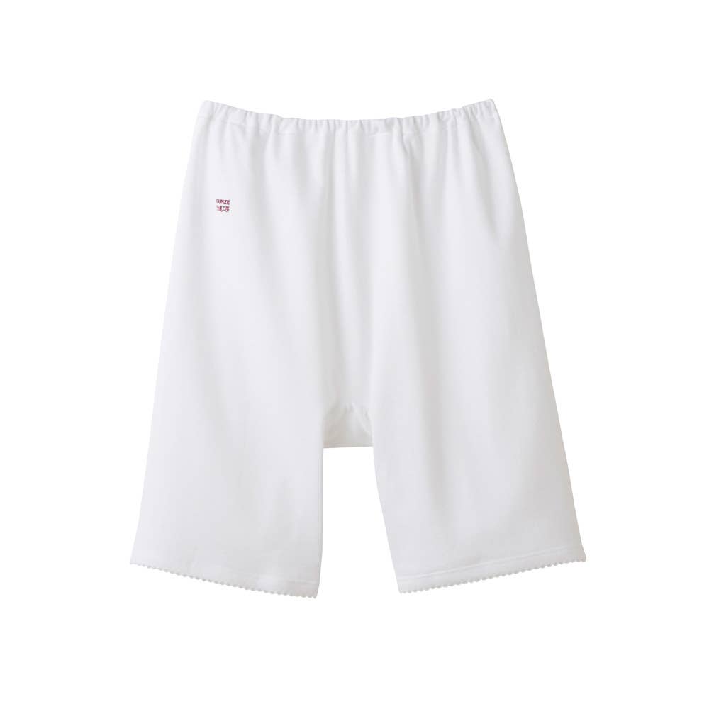 ゆったり 綿100% レース付き 3分丈インナーパンツ(まとめ買い) KW3063 ホワイト