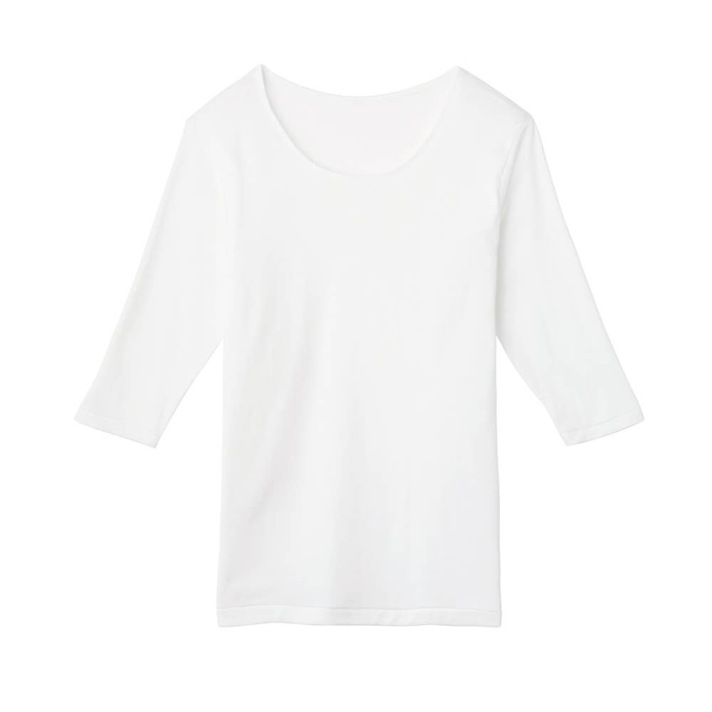 ゆったり 綿100% レースなし 丸首 7分袖インナー(まとめ買い)(まとめ買い) KW5247 ホワイト