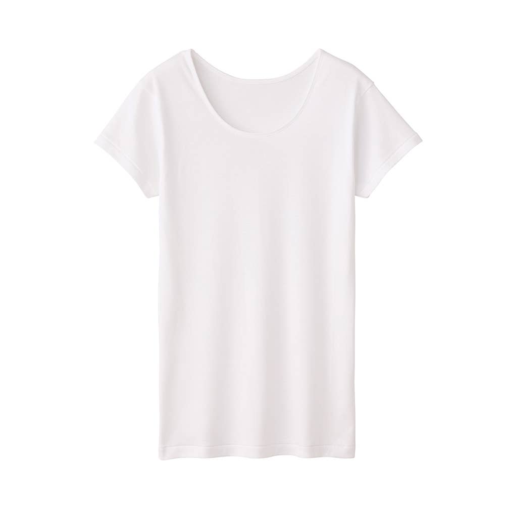 ゆったり 綿100% レースなし 丸首 3分袖インナー(まとめ買い)(まとめ買い) KW5251 ホワイト