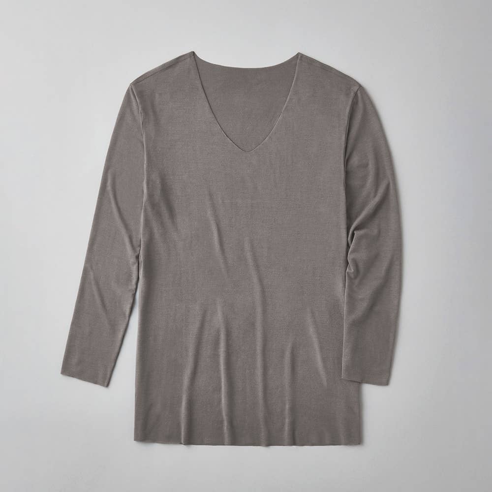 長袖Uネックシャツ【SALE】 MA1009N チャコールグレー