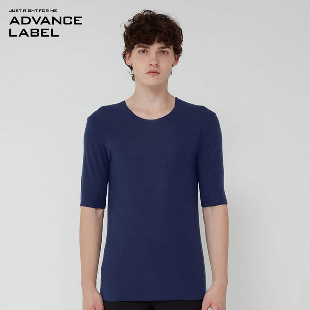 ＜GUNZE グンゼ＞ 30%OFF！ADVANCE LABEL（アドバンスレーベル） 5分袖丸首（メンズ）【SALE】 ネービーブルー LL