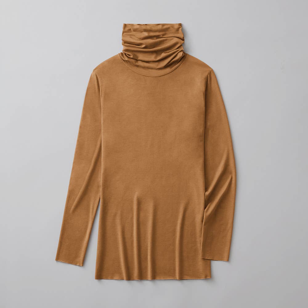 【軽くて暖かい】タートルネック８分袖 MA2245 ライトブラウン