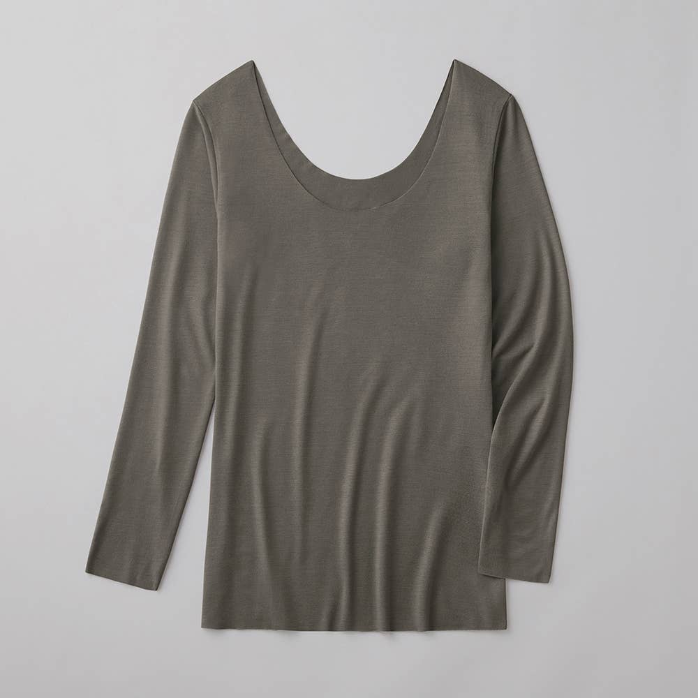 【軽くて暖かい】バレリーナネック8分袖インナー MA2247 チャコールグレー