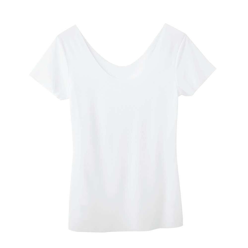 バレリーナネック2分袖インナー レディース M ホワイト レディース