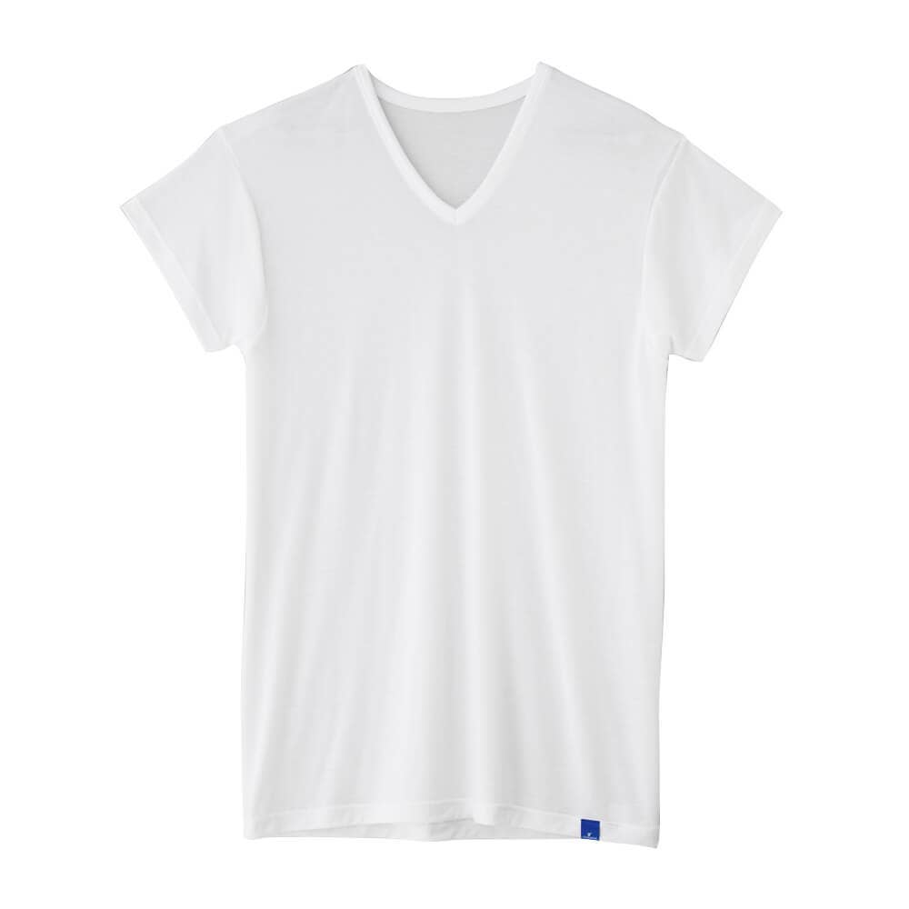 【圧巻の通気性】汗とりパッド付きＶネックＴシャツ(短袖)【SALE】 MC1812B ホワイト