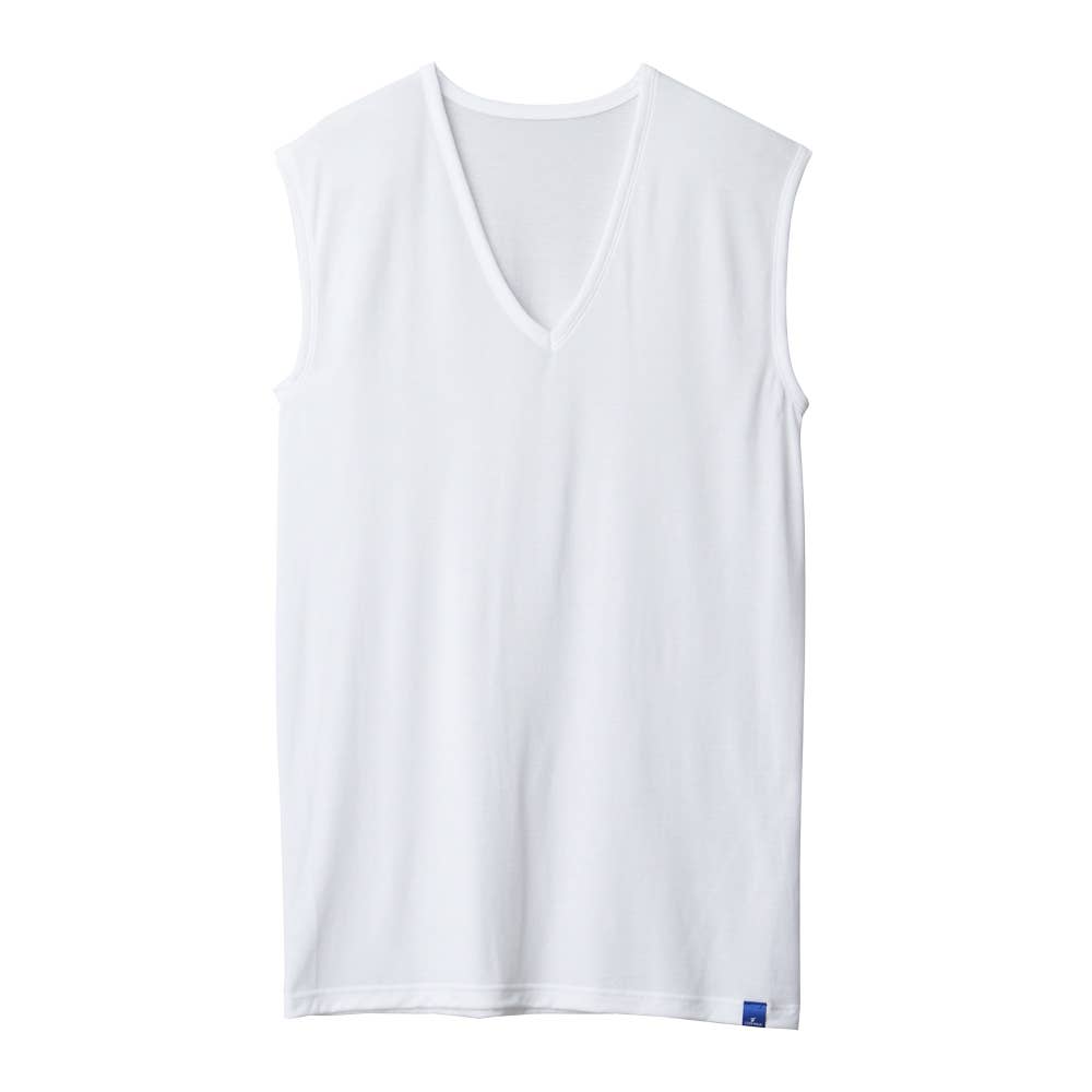 【圧巻の通気性】Ｖネックスリーブレスシャツ【SALE】 MC1818B ホワイト