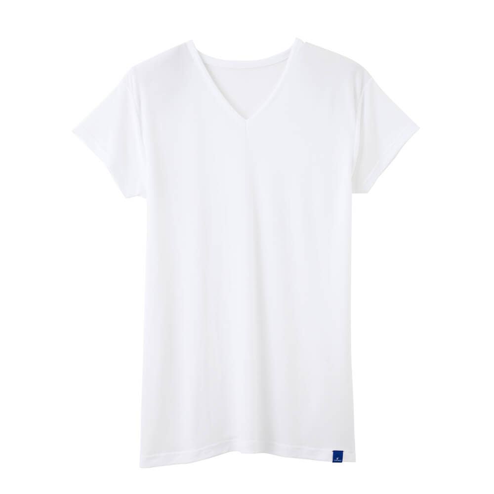 【鹿の子】汗取りパッド付きＶネックＴシャツ(短袖)(Ｖ首)【SALE】 MC2512 ホワイト