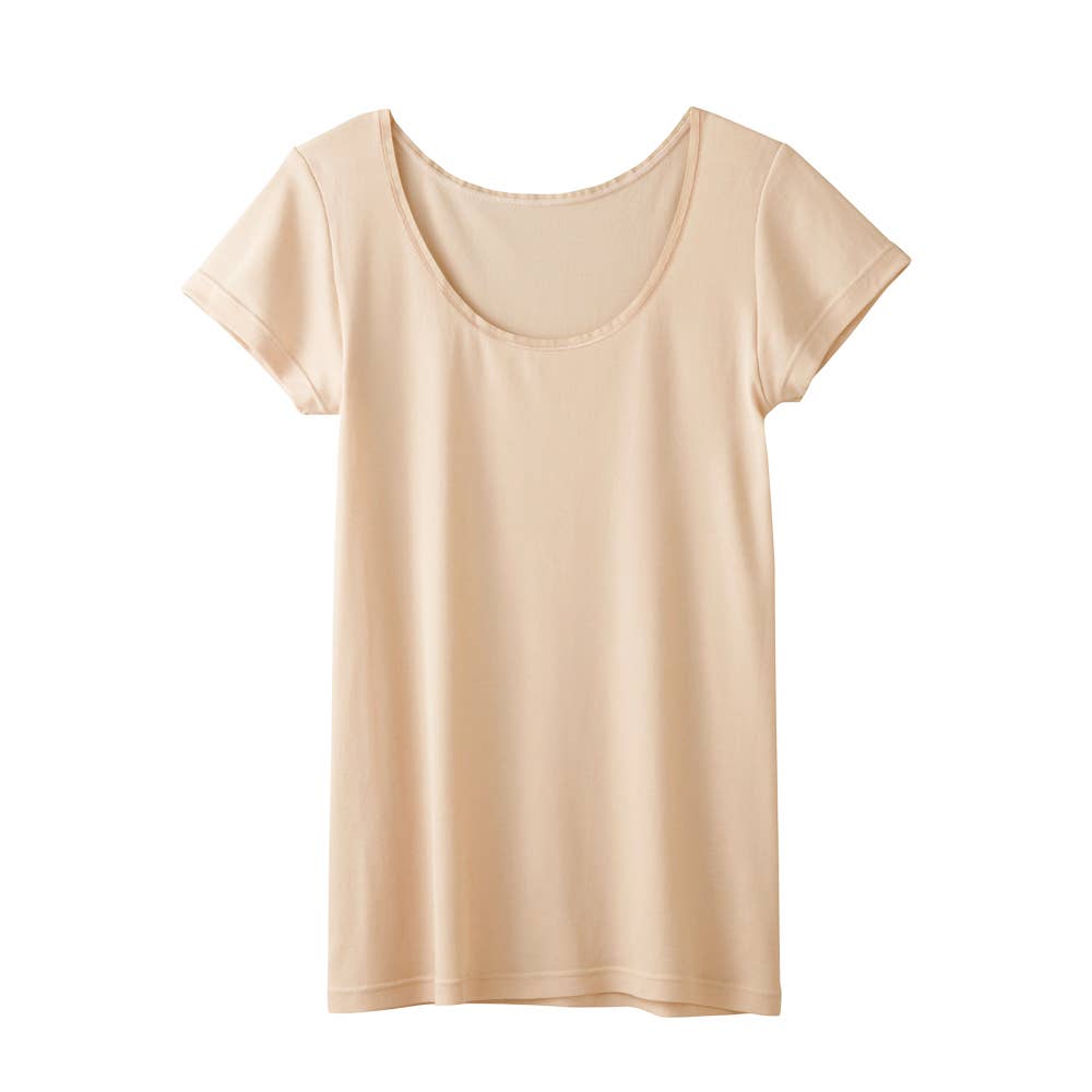 【着る日焼け止め(UVカット付)】汗取り付2分袖 MC6051 クリスタルベージュ