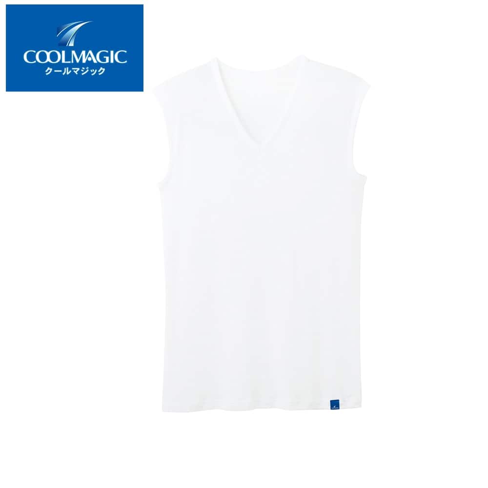＜GUNZE グンゼ＞ COOLMAGIC(クールマジック) Vネックスリーブレスシャツ（メンズ） ホワイト M